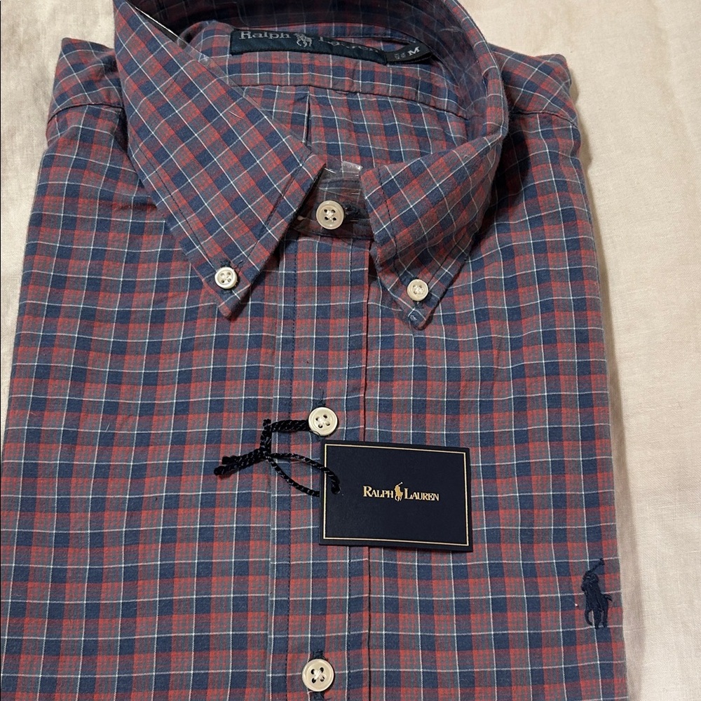 Ralph Lauren Men's Plaid Shirt in Blue and Red